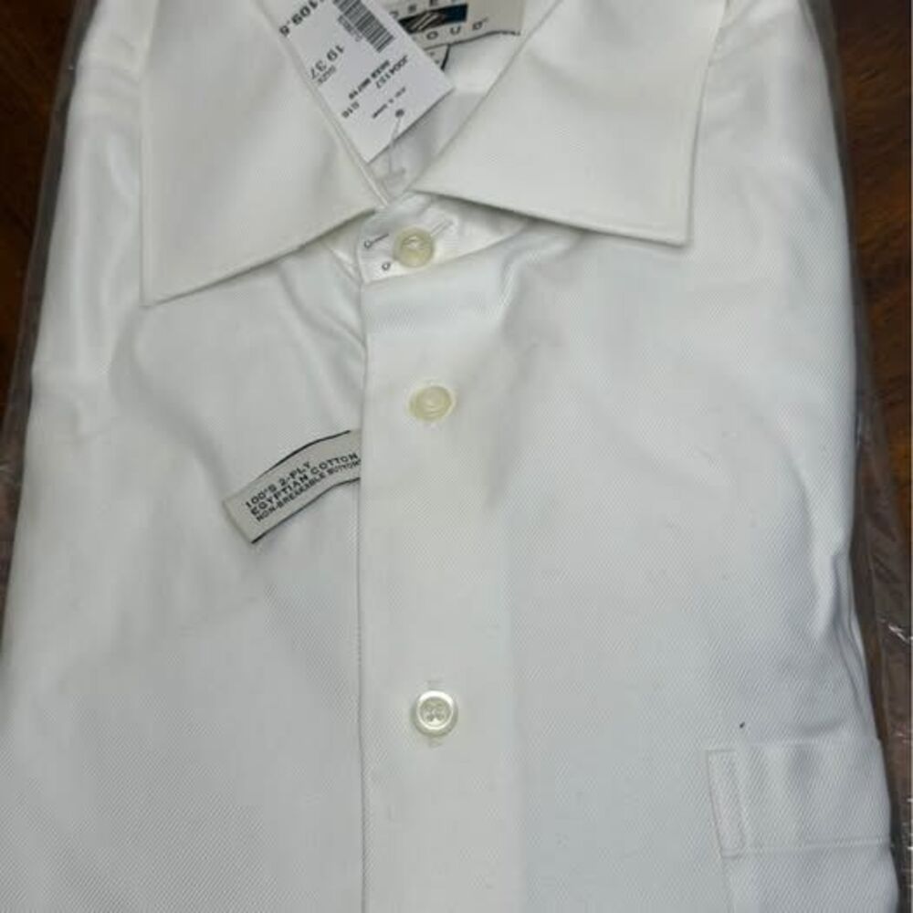 Joseph Abboud White No Wrinkles Egyptian Cotton Dress Shirt 19 37